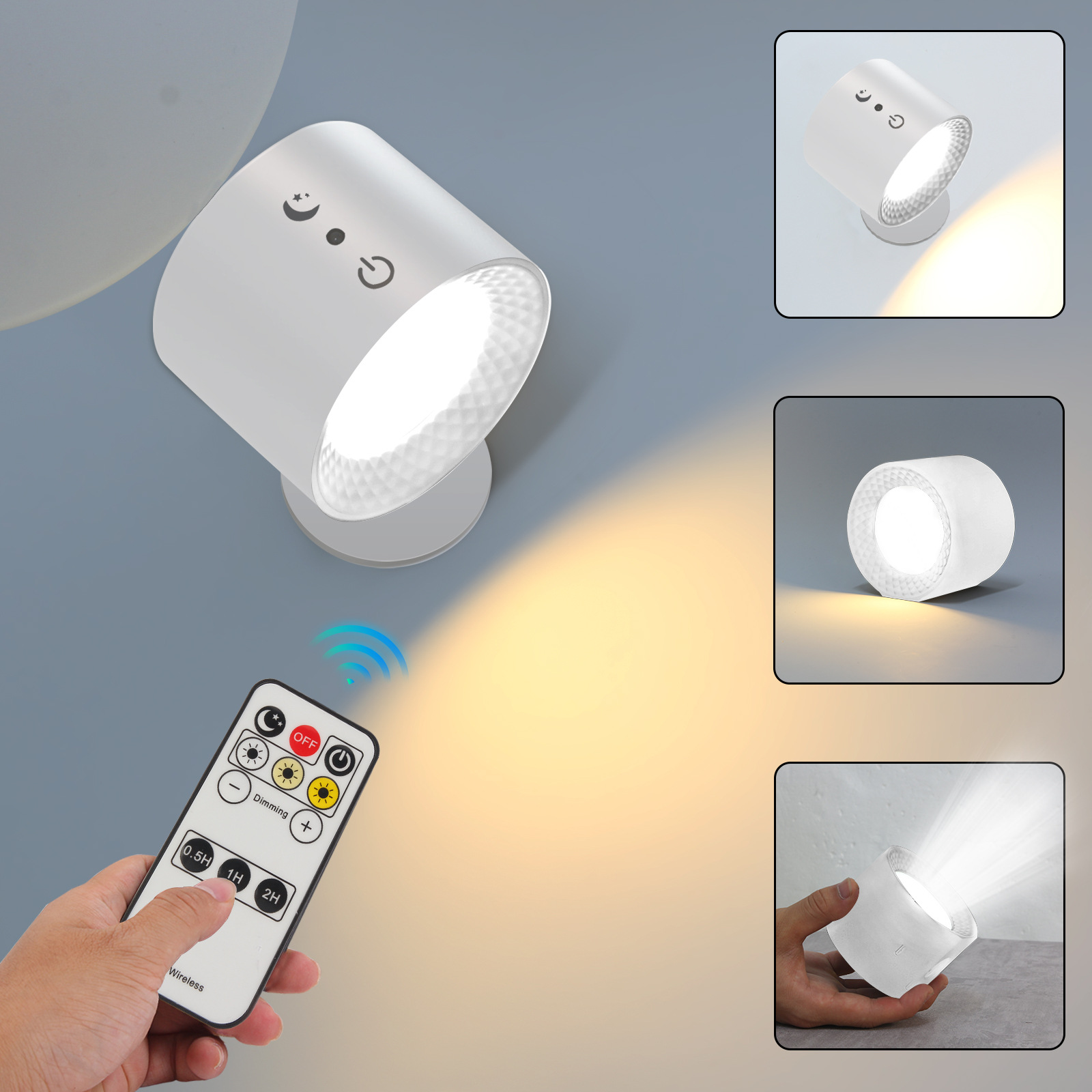 Senya-Pro Wall Mounted Lights Battery Operated 3 Color Temperatures & Dimmable Wall Lamp Magnetic Rotation LED Wall Sconces