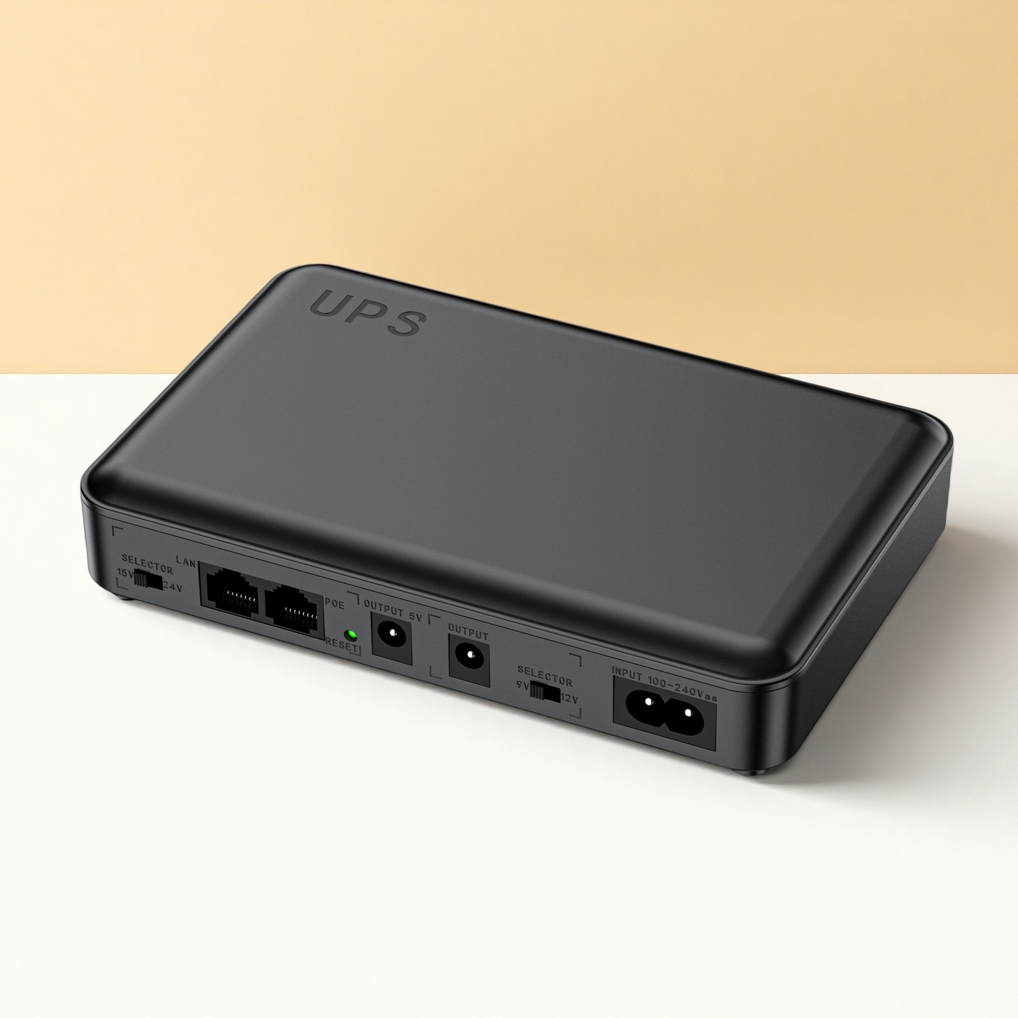 Mini DC UPS Power Supply with Lithium Battery and POE Port for WiFi Router and Optic Cat Monitoring