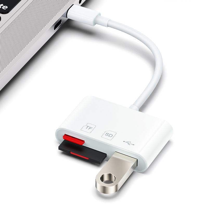 Worthspark Universal 3-in-1 Multifunction USB Type-C 3.0 ABS External TF/SD Card Reader for Phone Android Laptop