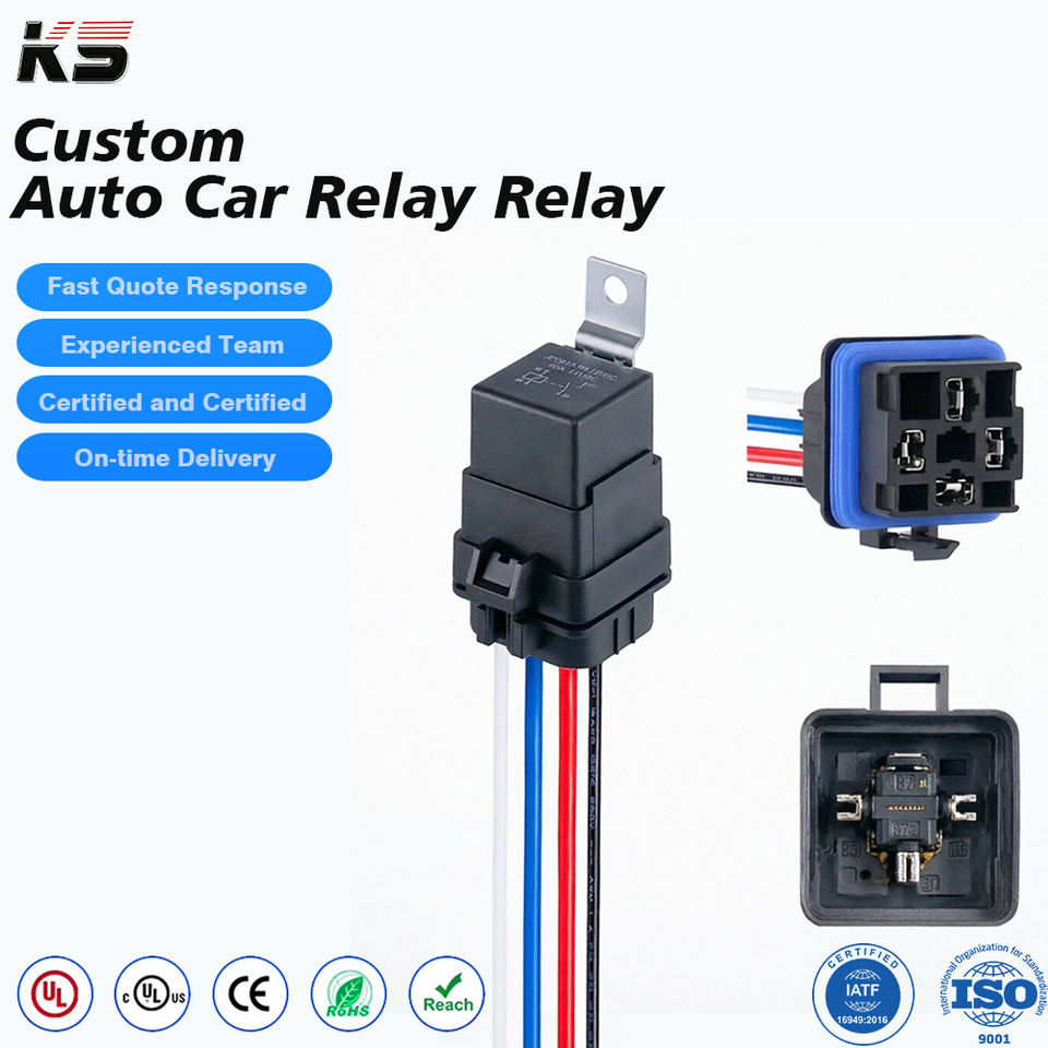 Комплект автомобильных реле (12V/24V) с фиксирующим кронштейном и соединительными колодками