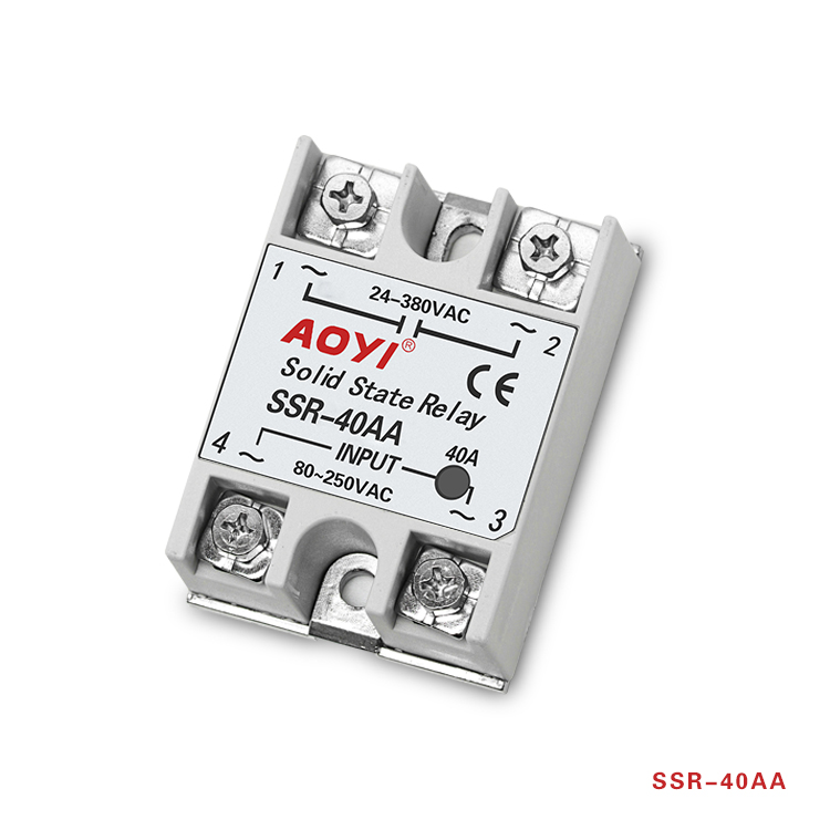 Miniature 220VAC Solid State Relay SSR-40AA Protective and General Purpose 10A 15A 25A 40A 60A 75A 90A Sealed Feature