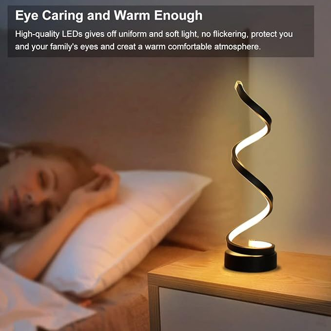 Nordic Modern Spiral LED Table Lamp for Bedroom Minimalist Indoor Lighting Modern Ambient Table Lamp Mesa de Luz Lamparas LED