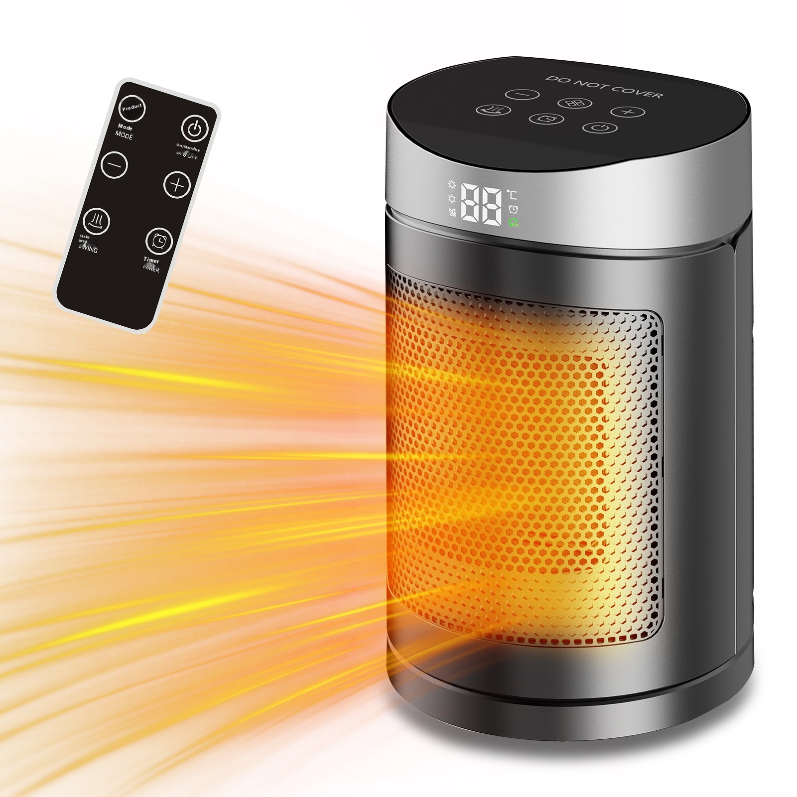 Small Speed Mute Desktop Electric Heater with Remote Control Timing New Household Use Fan Heater