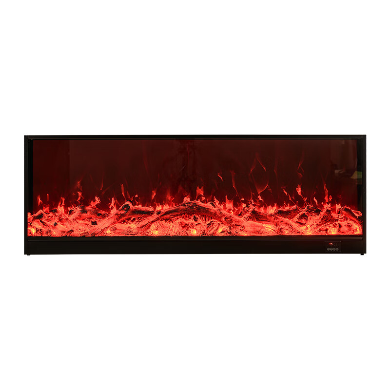 Modern LED Linear Electric Fireplace Wall Mounted Recessed English Manual Control Flame Heater for Household Indoor Use Insert
