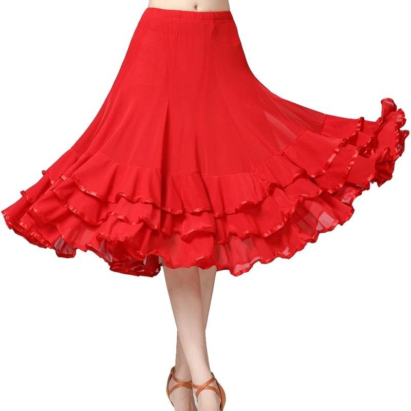Layered Lace Hem Long Skirt