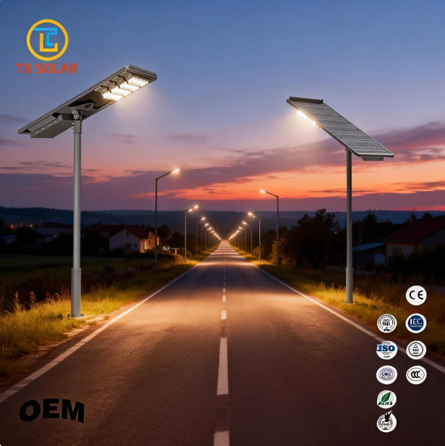 Waterproof All-in-One Solar LED Street Light Custom OEM Solar Powered Street Lamp for Rural Road & Parking Lot Lighting