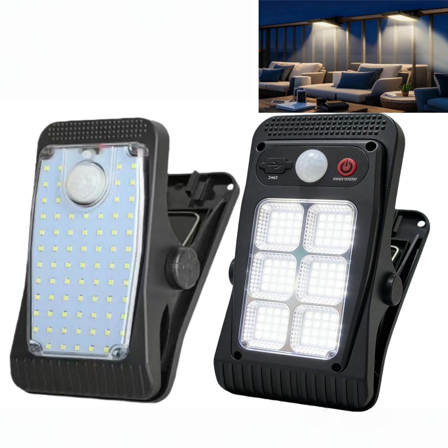 Outdoor Waterproof Solar Garden 73 LED Emergency Lighting  Multifunctional Clip-on Solar Wall Light