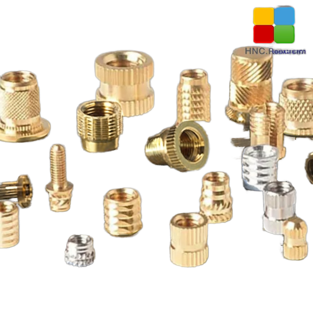 Custom Stainless Steel and Brass Hex Nuts Knurled Insert Nuts with Blind Holes Through Holes CNC Machining Parts