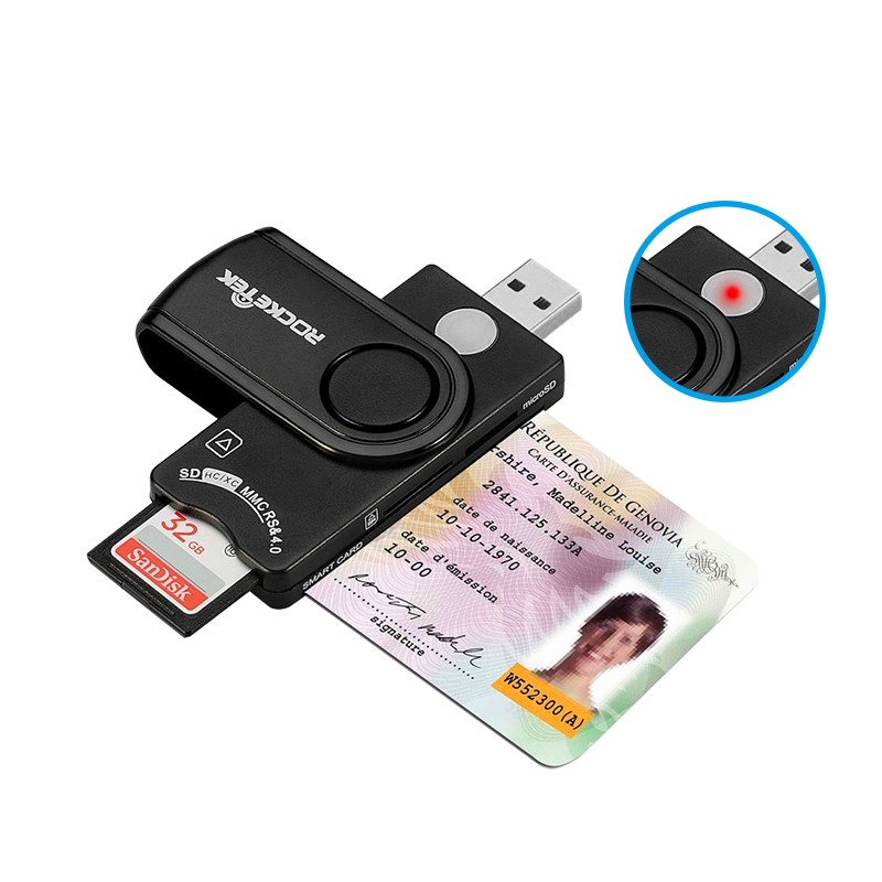 Multi USB2.0 Bank IC ID EMV MMC USB-CCID ISO 7816 SD TF M2 MS Smart Card Reader Compatible with Windows 7 8 10 and Linux OS