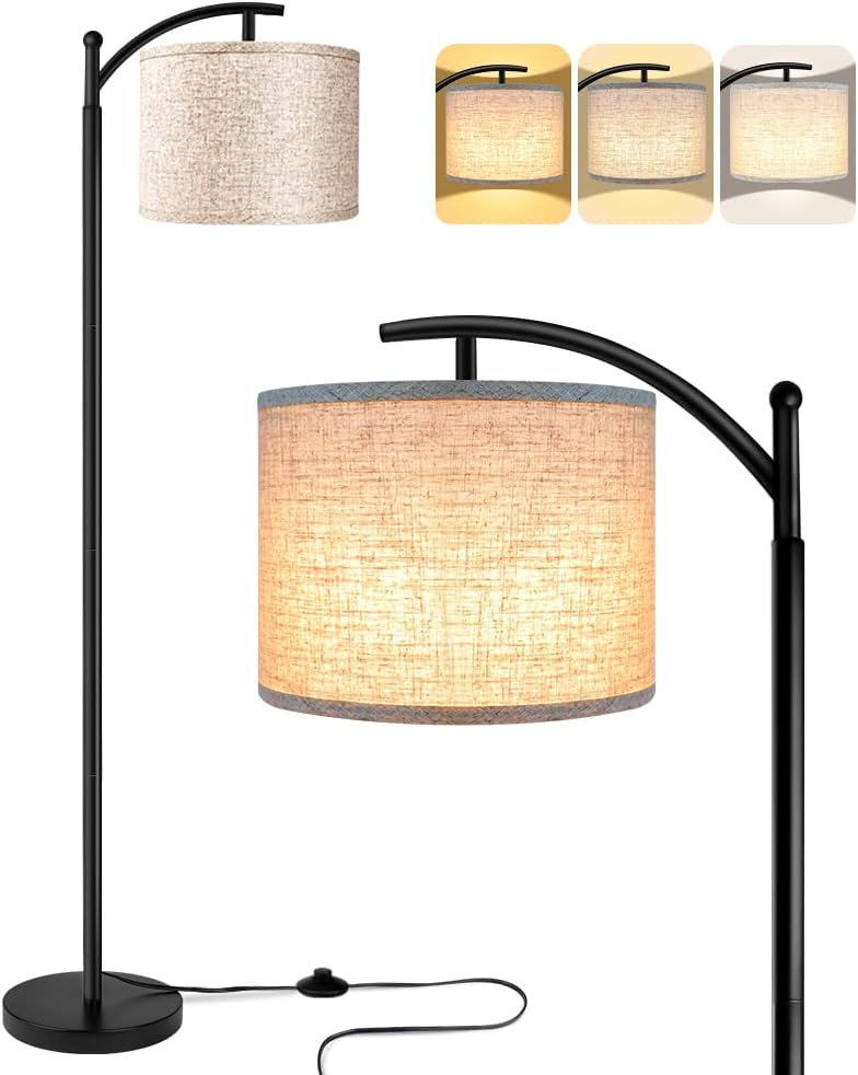 Floor Lamp Standing Lamp 3 Color Temperatures Tall Industrial Floor Lamp Reading for Bedroom Living Room