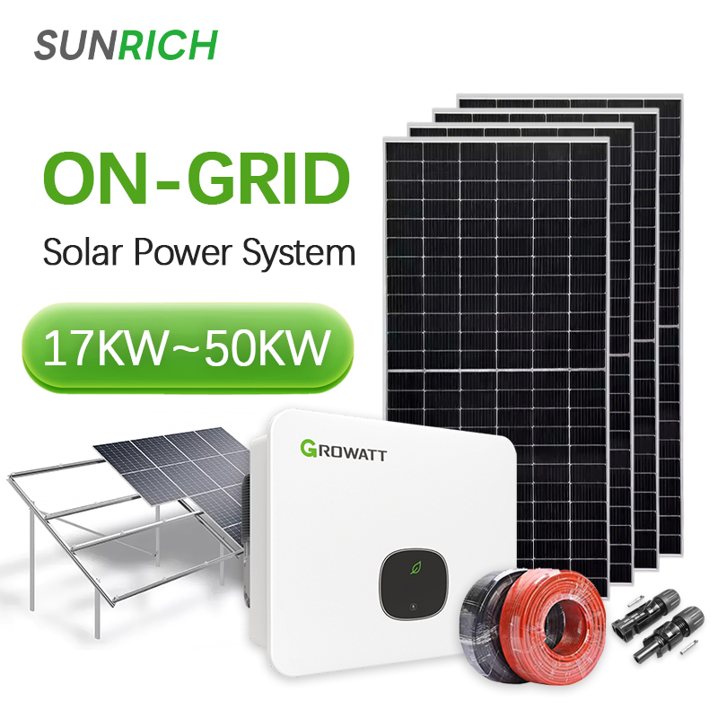 Complete 25KW 30KW 33KW 36KW on Grid  Solar Power System Kits Full Set of for Home Panels With Battery and Inverter 30 Kwh Unit