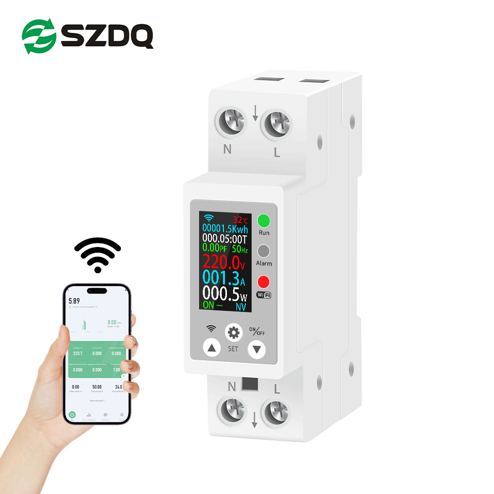 63A TUYA Zigbee Smart Home Circuit Breaker Metering 1P+N APP Remote Control Li Protection TFT Display IP30 PA66 MCB