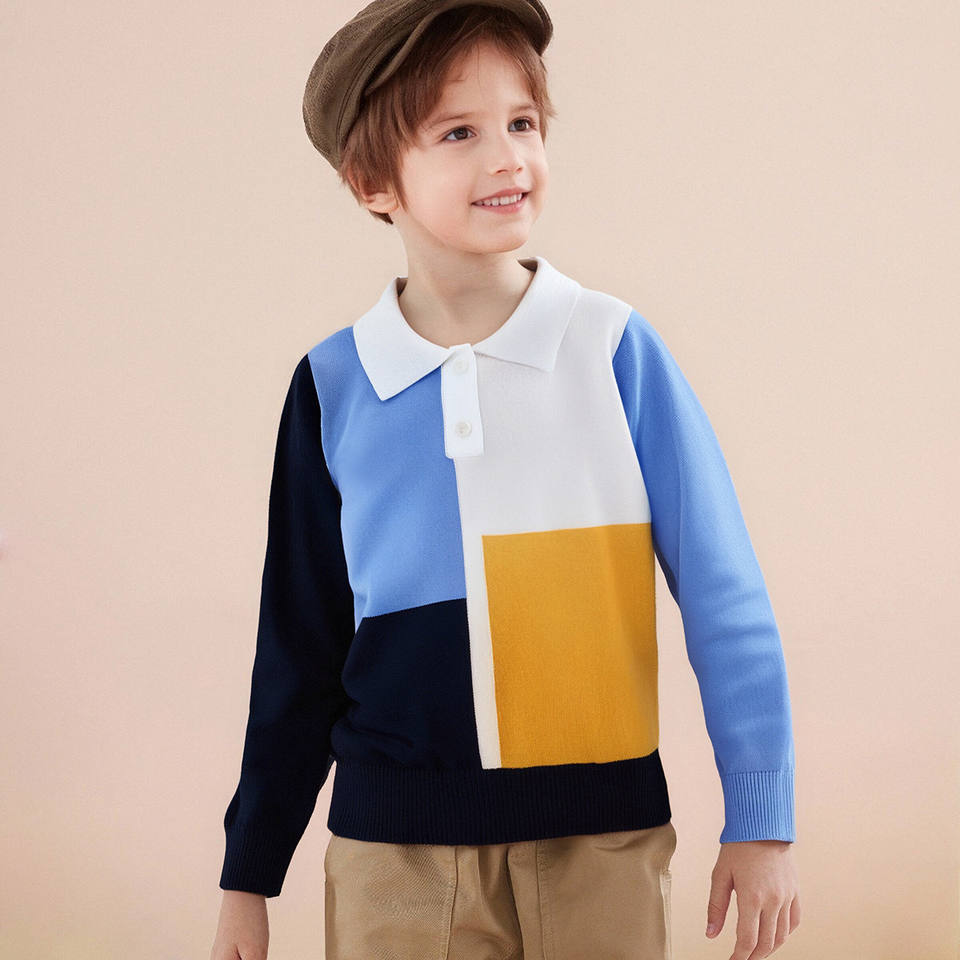 Color Blocked Lapel Winter Pullover