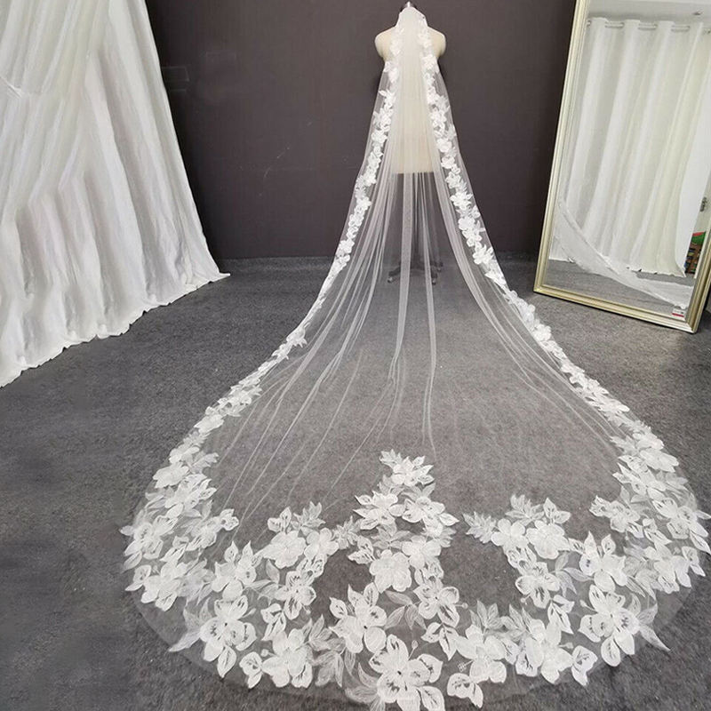 Appliques Wedding Veils (White)