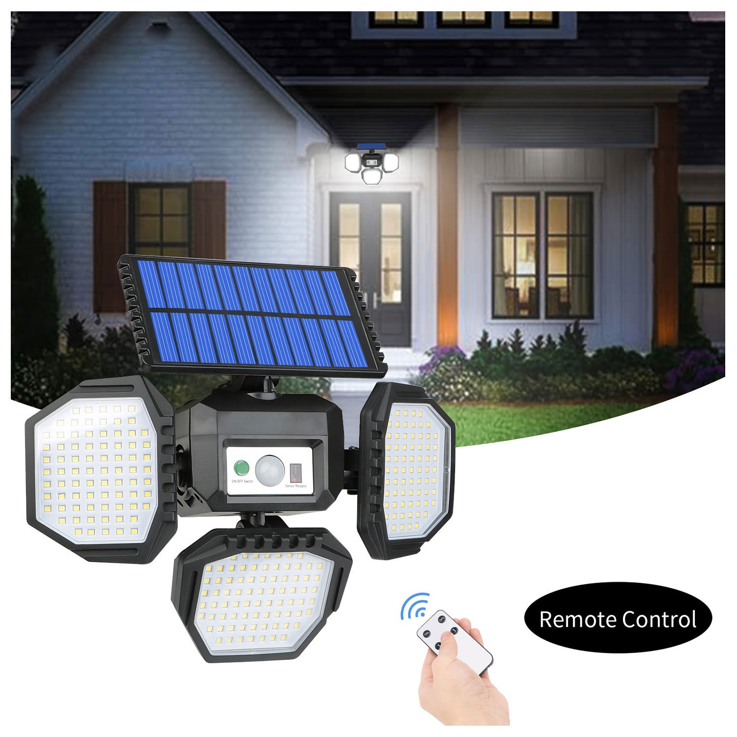 Outdoor ABS IP65 Waterproof Led Solar Motion Sensor Light PIR Solar Power Garden Wall Light Remote Control Solar Light
