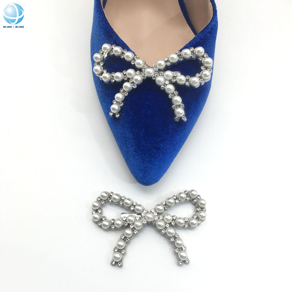 Metal Pearl Crystal Shoe Buckle