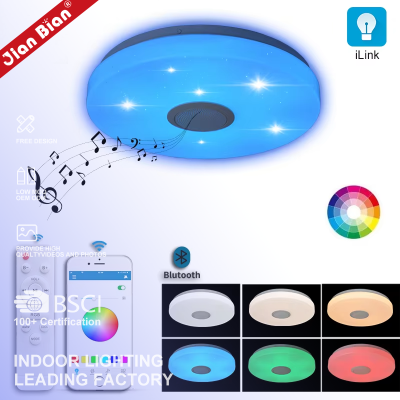 48W APP Remote RGB Color Music Lamparas Interior Round Modern Dimmable Bed Room Lighting Led Ceiling Light