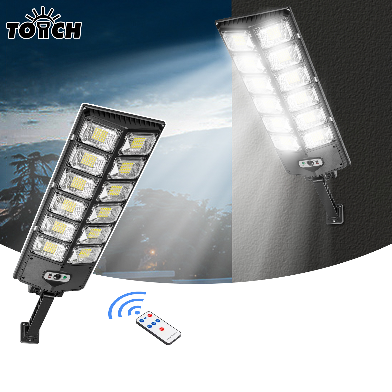 Waterproof 8000 Lm Super Bright Lamp Remote Control for Garden Wall Outdoor Dusk Dawn Solar Street Lights With Motion Sensor