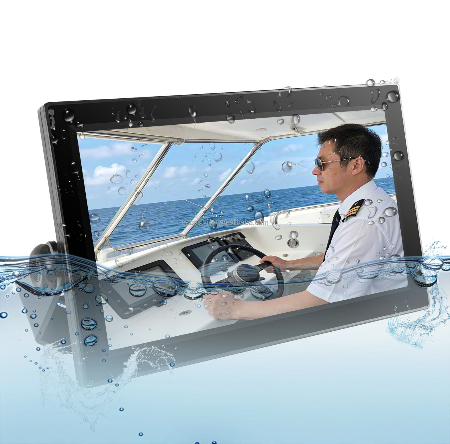 1500 Nits Sunlight Readable Optical Bonding Waterproof IP Rate Marine Monitors with Stand