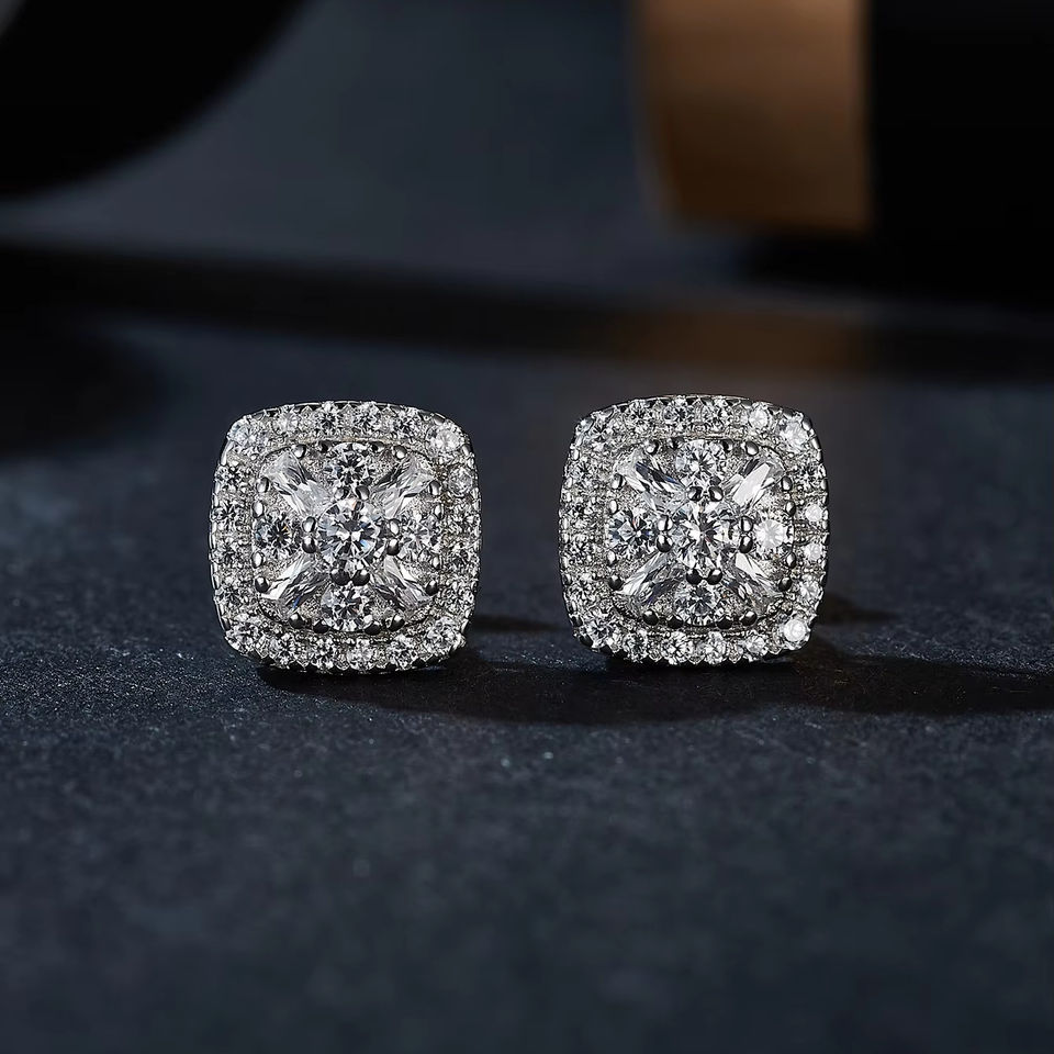 Женские серьги с лабораторными бриллиантами (Luxury)