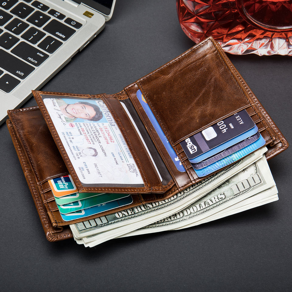 Вертикальный кошелек Bifold с защитой RFID