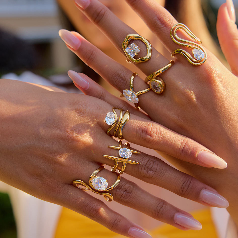 Стальное кольцо J-D (18K Gold Plate)