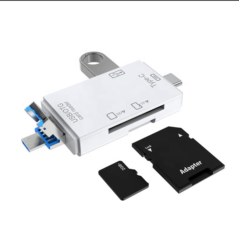 Cantell 6 in 1 TF SD Card Reader Memory Card Portable Micro USB 2.0 Type C Adapter Multi-function Type c OTG Card Reader