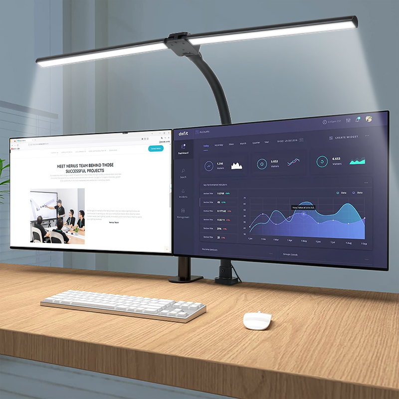 24W Double Head Clip Metal Adjustable Luminarias De Mesa Office Tischlampe Desktop Work Task Study Desk Light LED Table Lamp