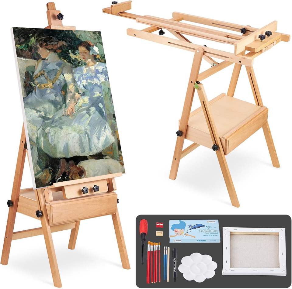 Гибкие мольберты из бука Frame Artist для рисования, большие напольные мольберты с выдвижным ящиком для хранения, для взрослых, высокоточная работа