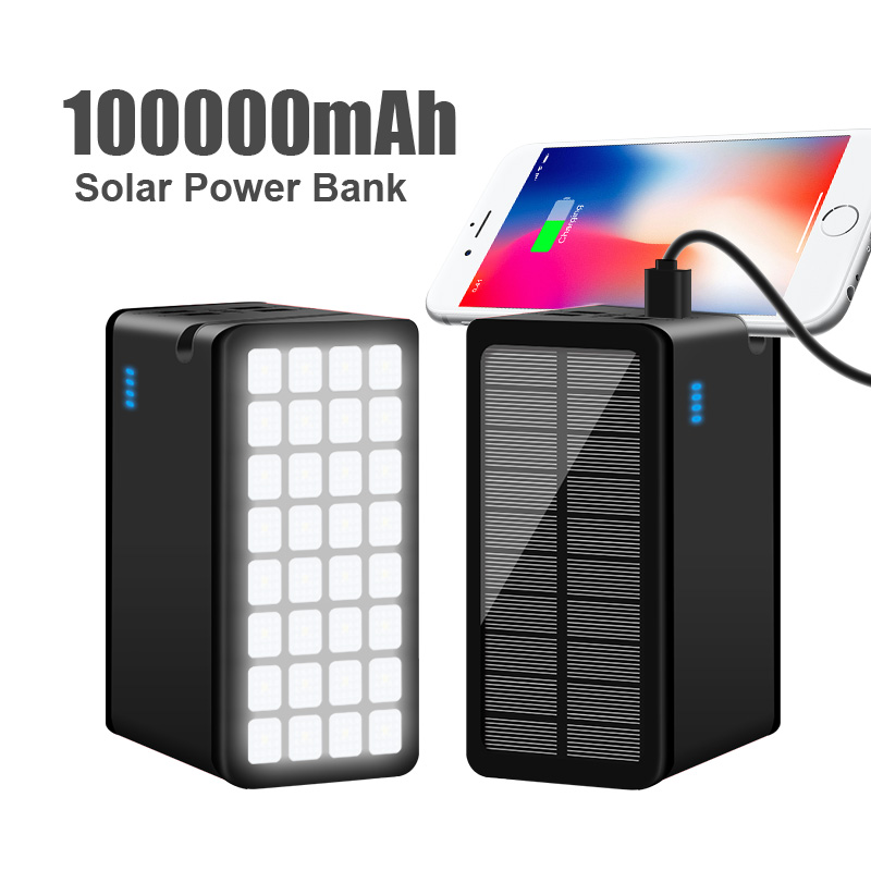 Portable Camping Solar Power Bank 100000mah IP66 Waterproof 100000mah Solar Phone Charger