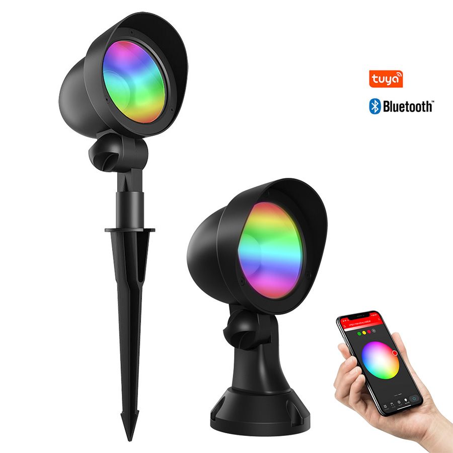 OEM ODM 12W RGBW Changing LED Garden Lights Low Voltage Smart Spotlight Bluetooth Control Aluminum Body IP65 DC Power Supply