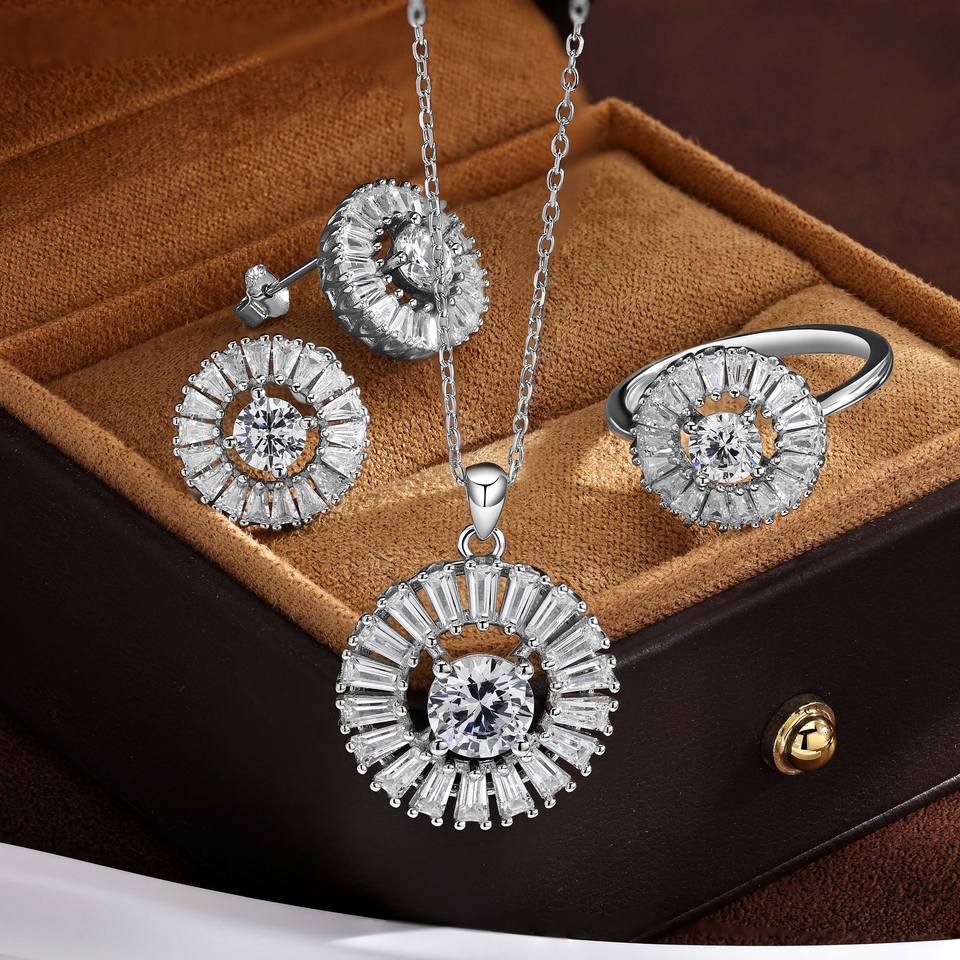 Геометрическое кольцо 925 Silver Round