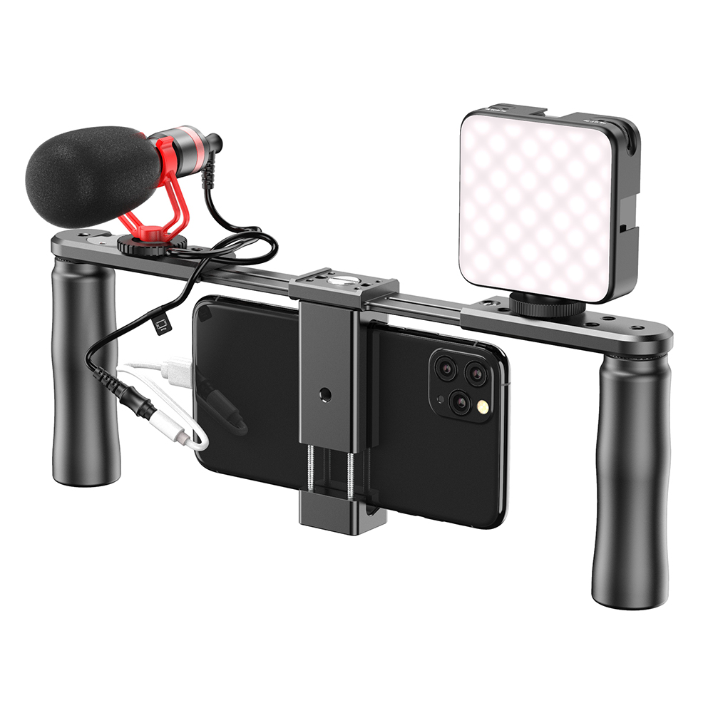 Camera Photography Accessory Professional Video 1/4'' Metal Handle Hand Grip Stabilizer Kit for LED Light Microphone