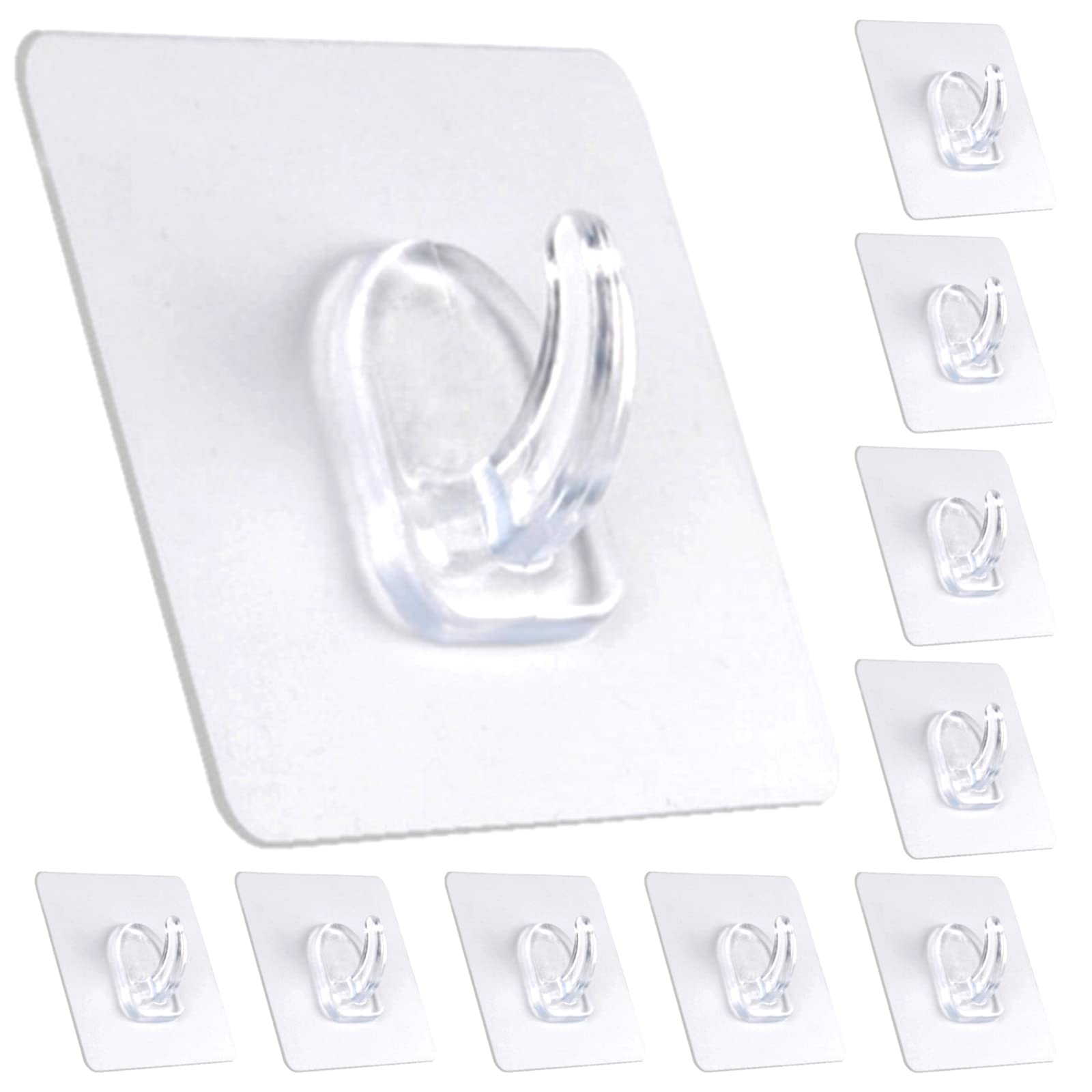 Adhesive Hooks Heavy Duty Utility Hooks Waterproof Oilproof Removable Clear Seamless Reusable Single Plastic Wall Living Room