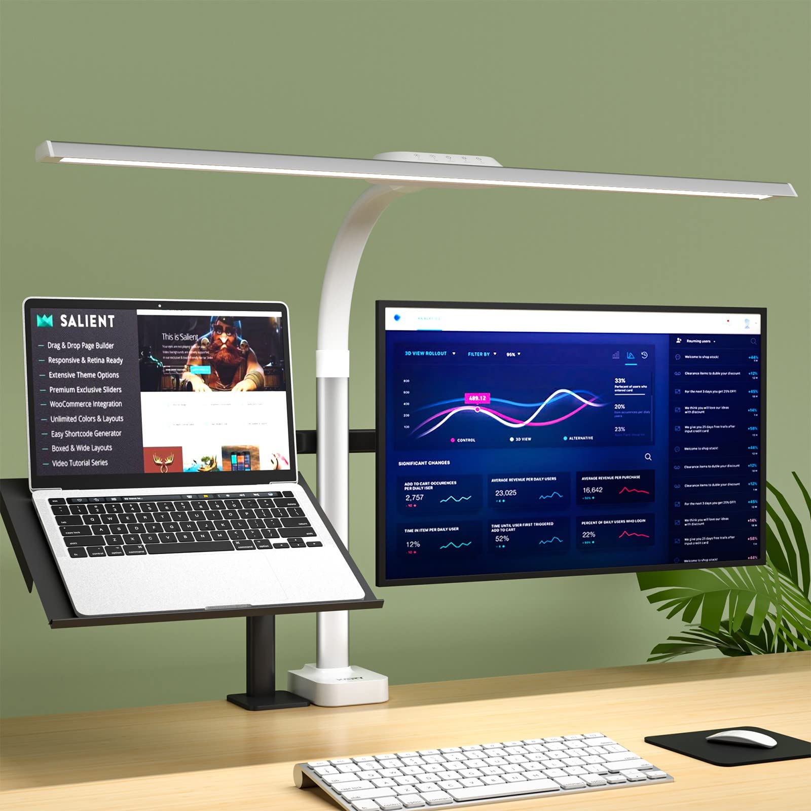 Simple No Screen Glare LED Table Light Flexible Durable Gooseneck Modern Touch Control Electric ABS Clamp Lamp Large Lighting