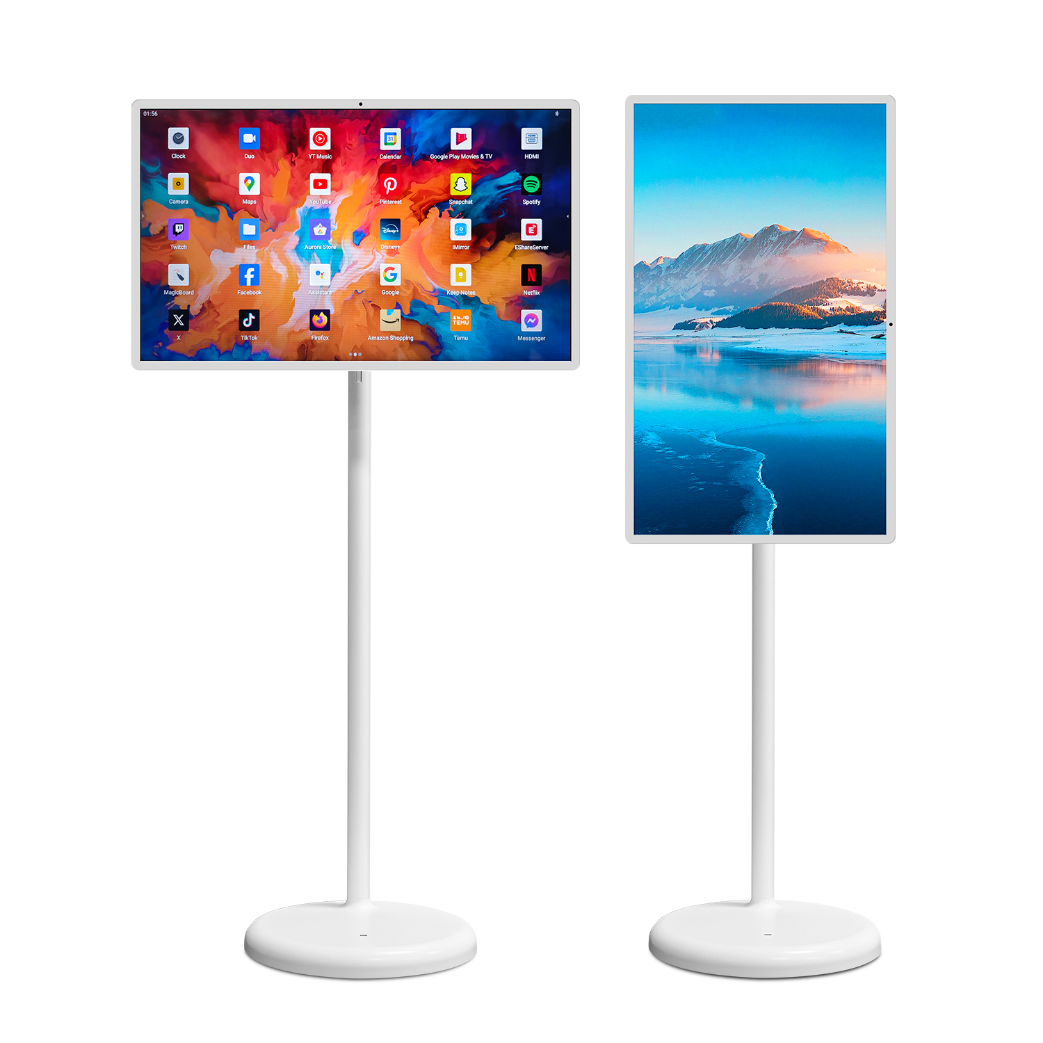 Bestie Stand Mini Portable 21.5 Inch Touch Screen Android 12 Smart TV LED-backlit HDTV Wheels Rechargeable 12V Mobile Television