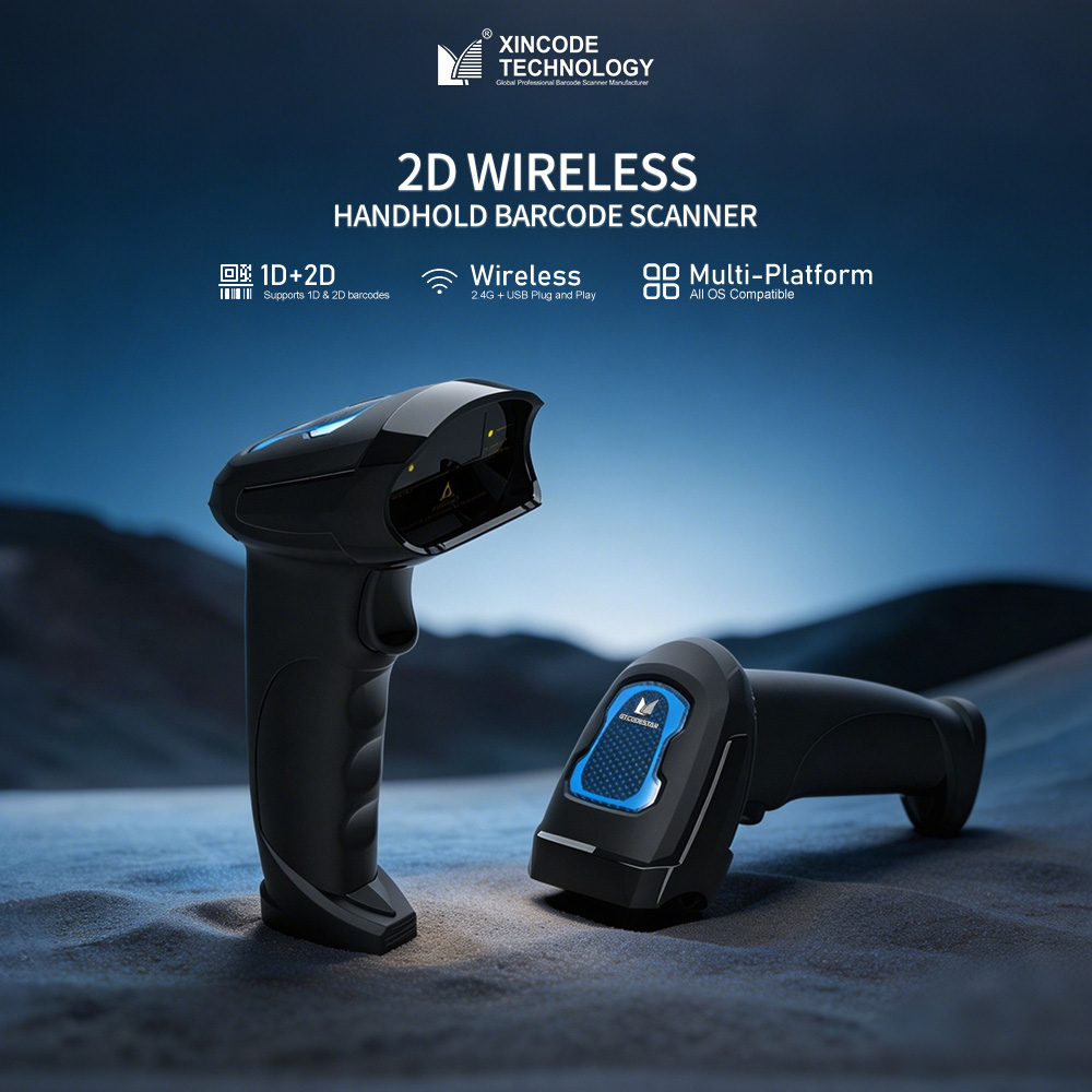 Xincode 2.4G Wireless QR Code Scanner USB Wired Barcode Reader 2D Handheld Barcode Scanner for Quick Accurate Barcode Reading
