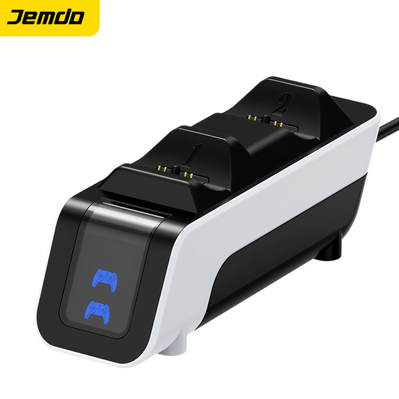 Jemdo Dual Controller Charging Station for PS5 Gamepad Fast Charge Dock with Smart LED Light and Easy Slot in Design
