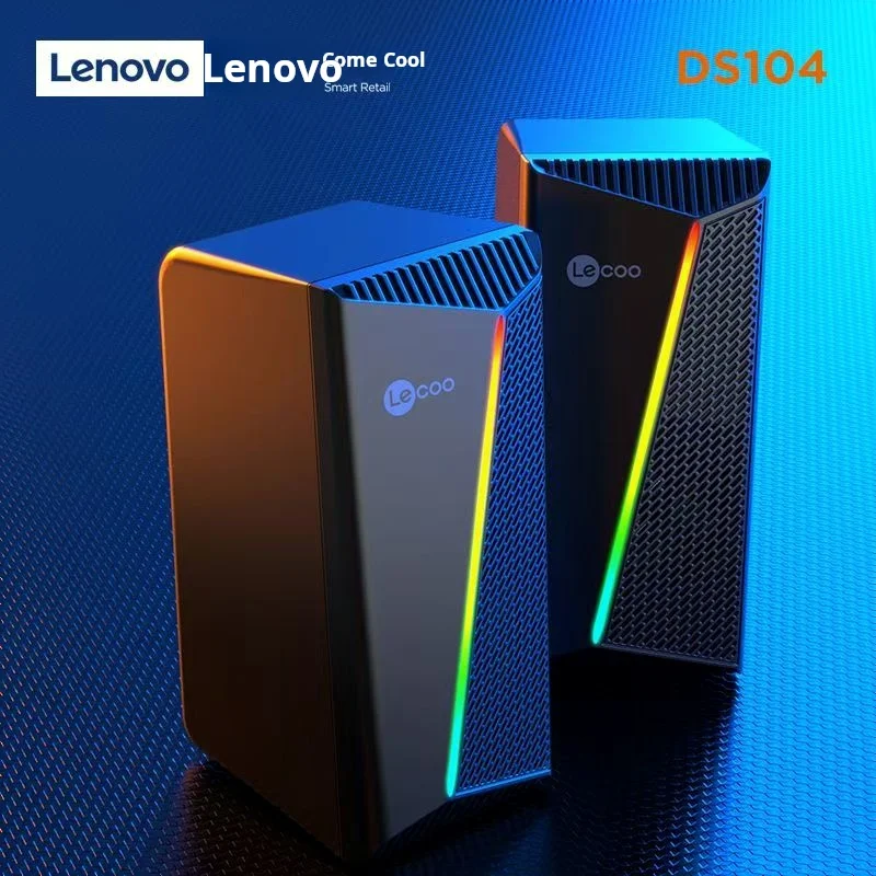 Игровые компьютерные колонки Lecoo DS104: настольная акустика 2.0 с динамической RGB подсветкой и чистым стереозвуком