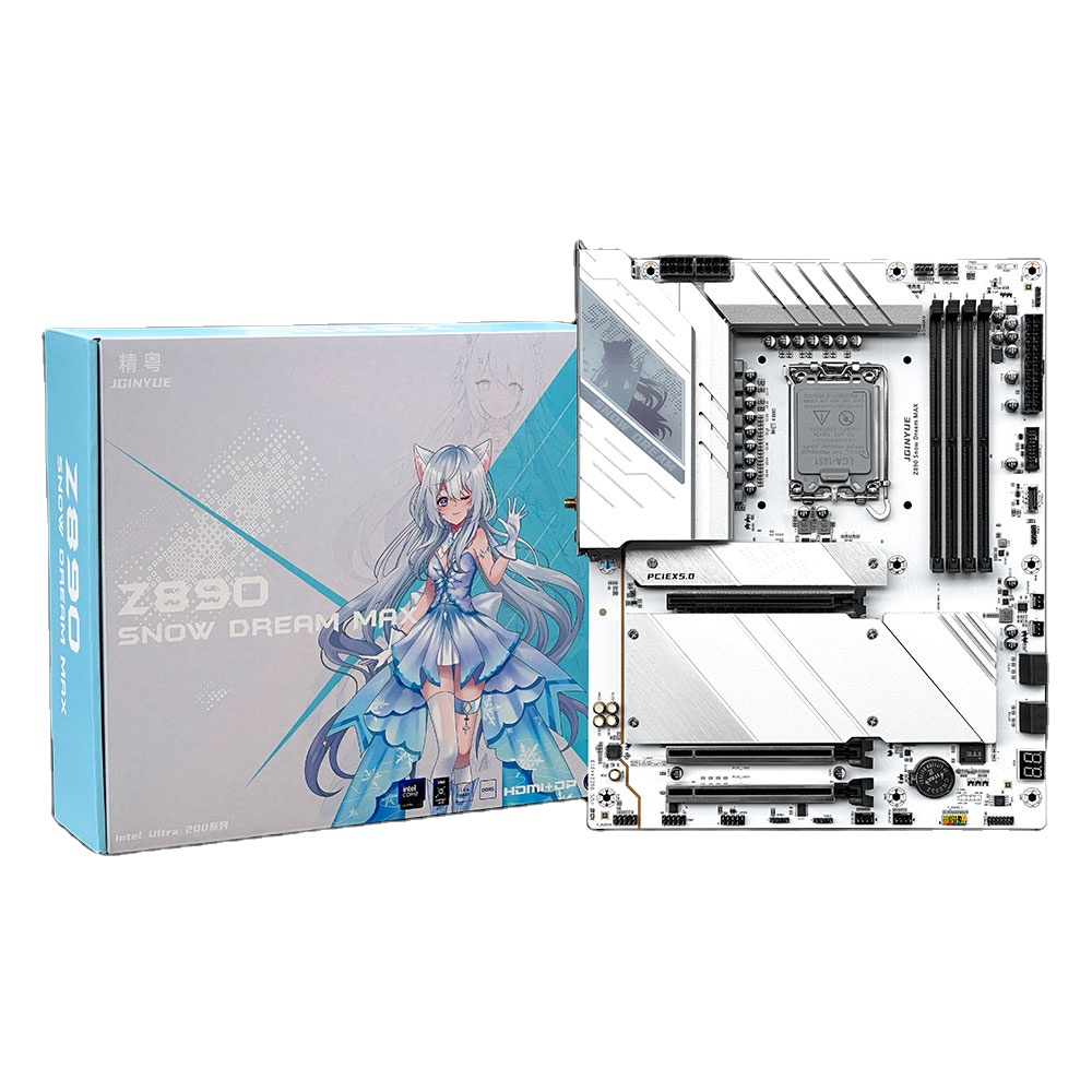 JGINYUE H810M-D Z890 Snow Dream MAX AI Technology DDR5 LGA1851 M-ATX/ATX Motherboard Support for Core Ultra200 Series Processors