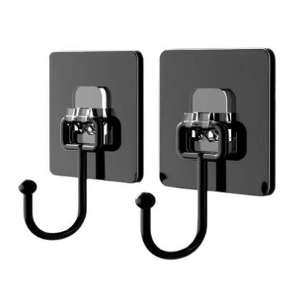 Heavy Duty PVC Black Fashion Household Wall Strong Adhesive Transparent Good Adhesion Traceless Load-bearing Kitchen Hook