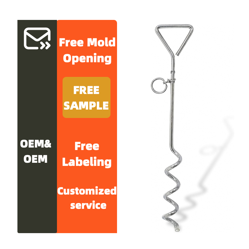 Heavy Duty Quality Dog Tying Stake Beach Sand Camping Yard Anchor 16 Inch Spiral Home Earth Anchors Stake Set for Fence Tent