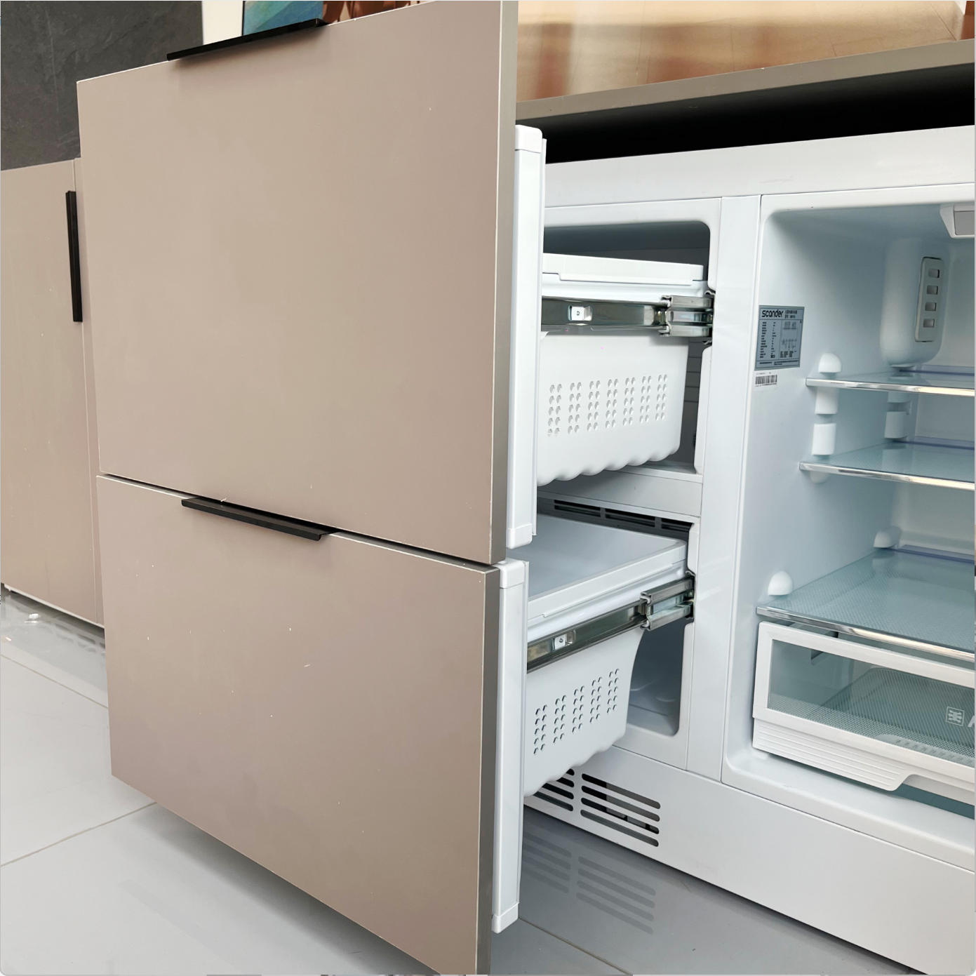 196L Fully Integrated French Home Refrigerator Freezer Undercounter Drawer-Type Built-in Ice Maker Drawer-type