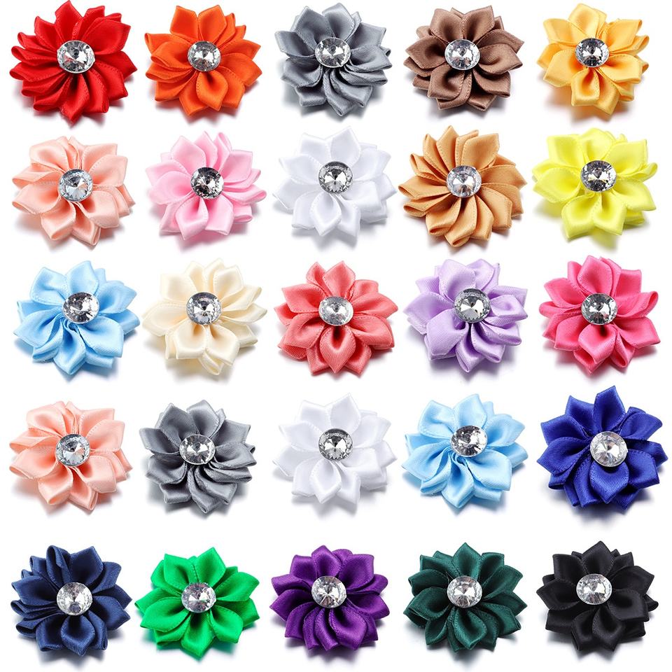 Polyester Rhinestone Colored Satin Lotus