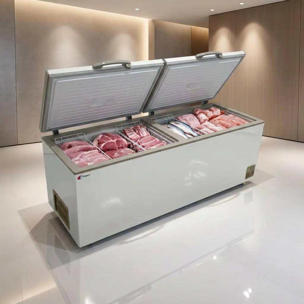 Factory Direct Sales Island Commercial Refrigerator Supermarket Open Chest Freezer Deep Freezer Compressor Cooling