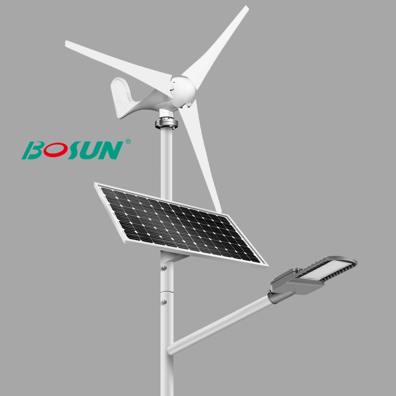 Aluminum Solar Street Light With Wind Turbine Adjustable Hybrid Wind Solar Street Light