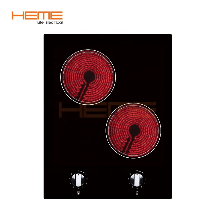 CE Certified Glass Vitroceramica Plate Knob Control 2 Burner Electric Stove Built-in for Chilean Market