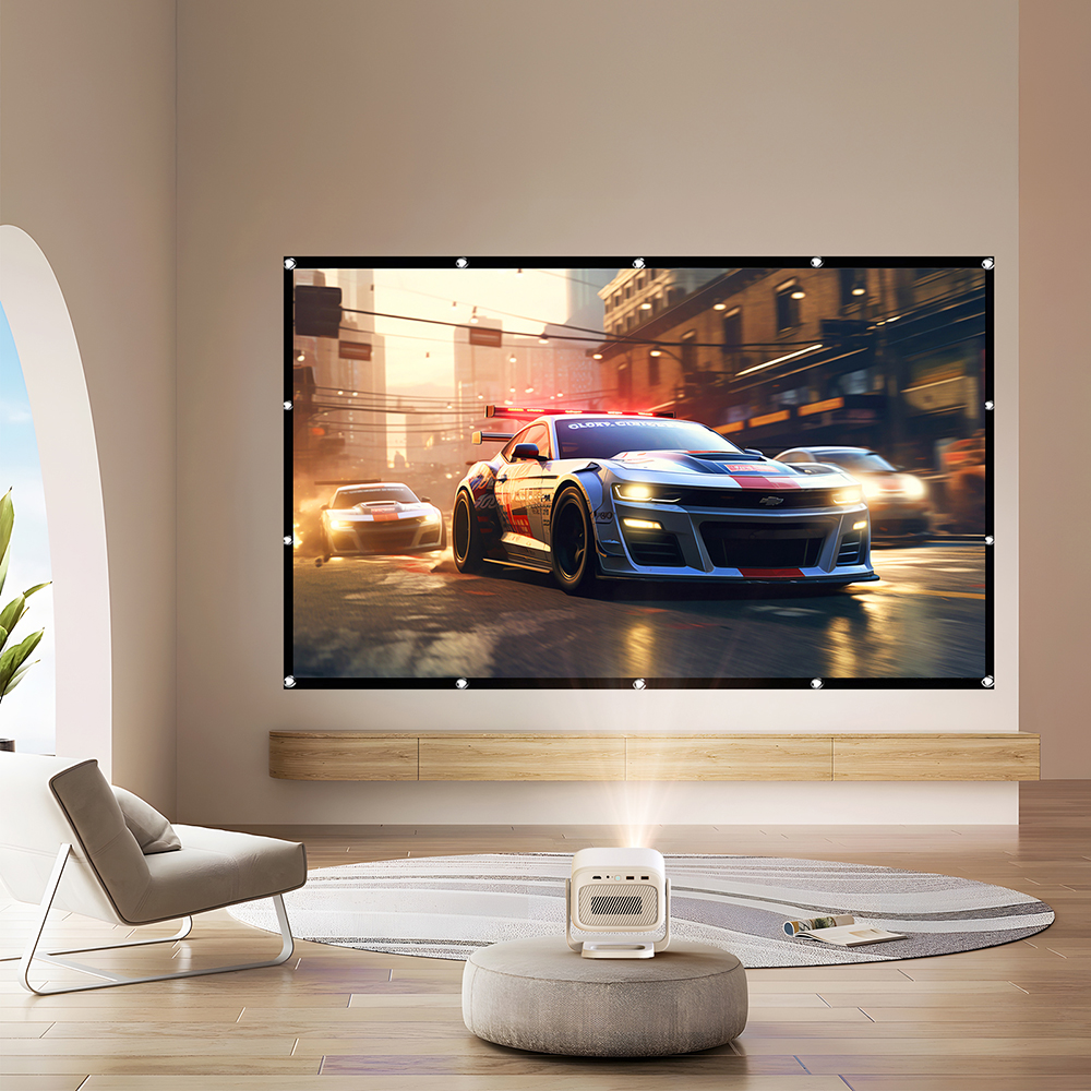 100 120inch White Woven Acoustically Transparent 16:9 Format Projector Screen Narrow Fixed Frame for HDTV Sound Audio Projection