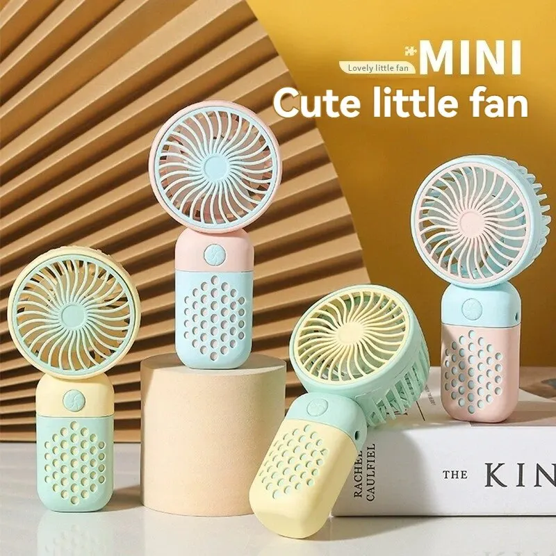 2024 Cute Mini Handheld USB & Battery Powered Eco-Friendly Outdoor Portable Low Noise Rechargeable Fan with 300mAh Battery