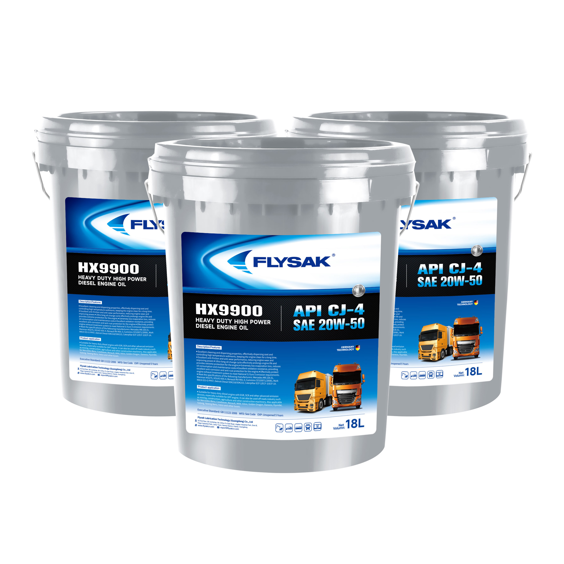 High Quality 18L HX9900 Heavy Duty High Power Diesel Engine Oil API CJ-4 SAE 20W-50 Suitable for Heavy Duty Diesel Engine